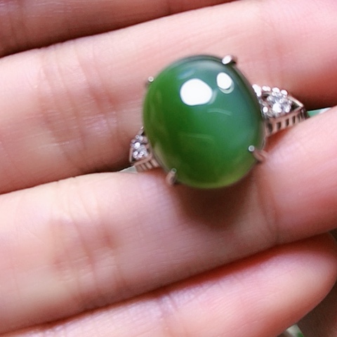 和田玉戒指银S925镶嵌