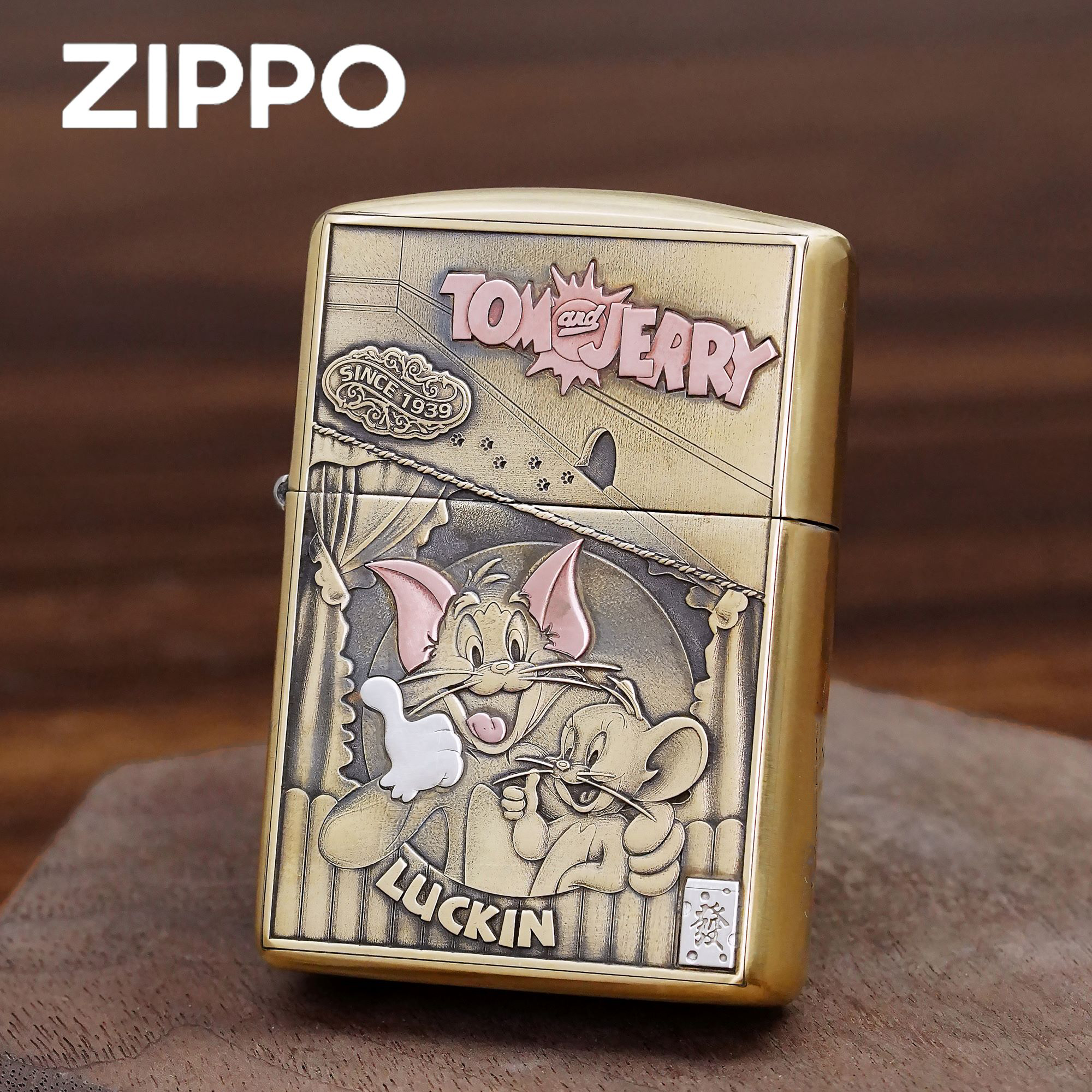 ZIPPO打火机正品/猫和老鼠-白铜贴章-动漫【达人专属】