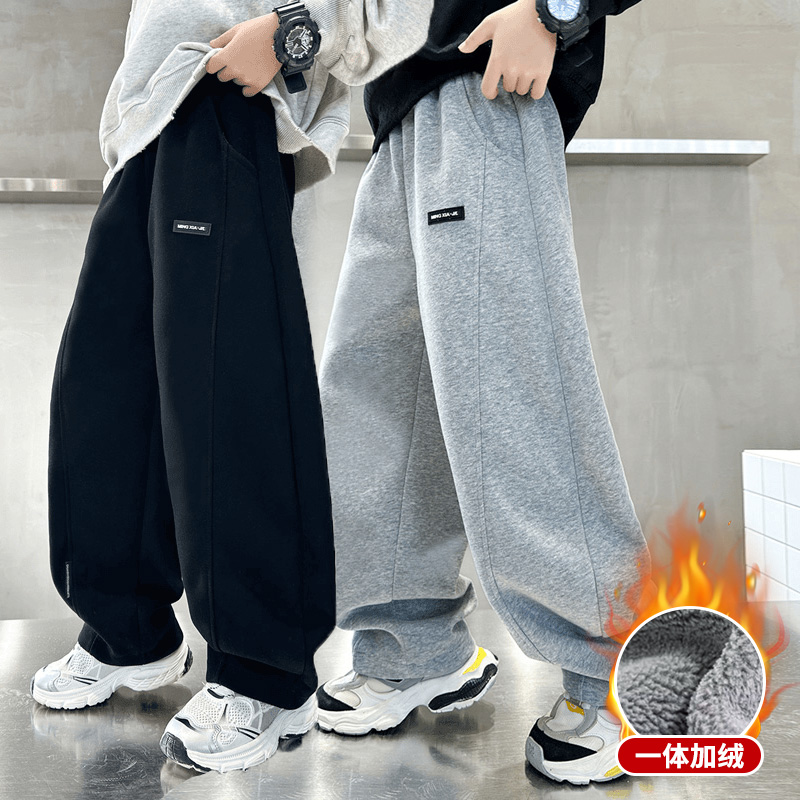 秋冬加绒直筒卫裤韩版运动休闲加厚中大童洋气裤子