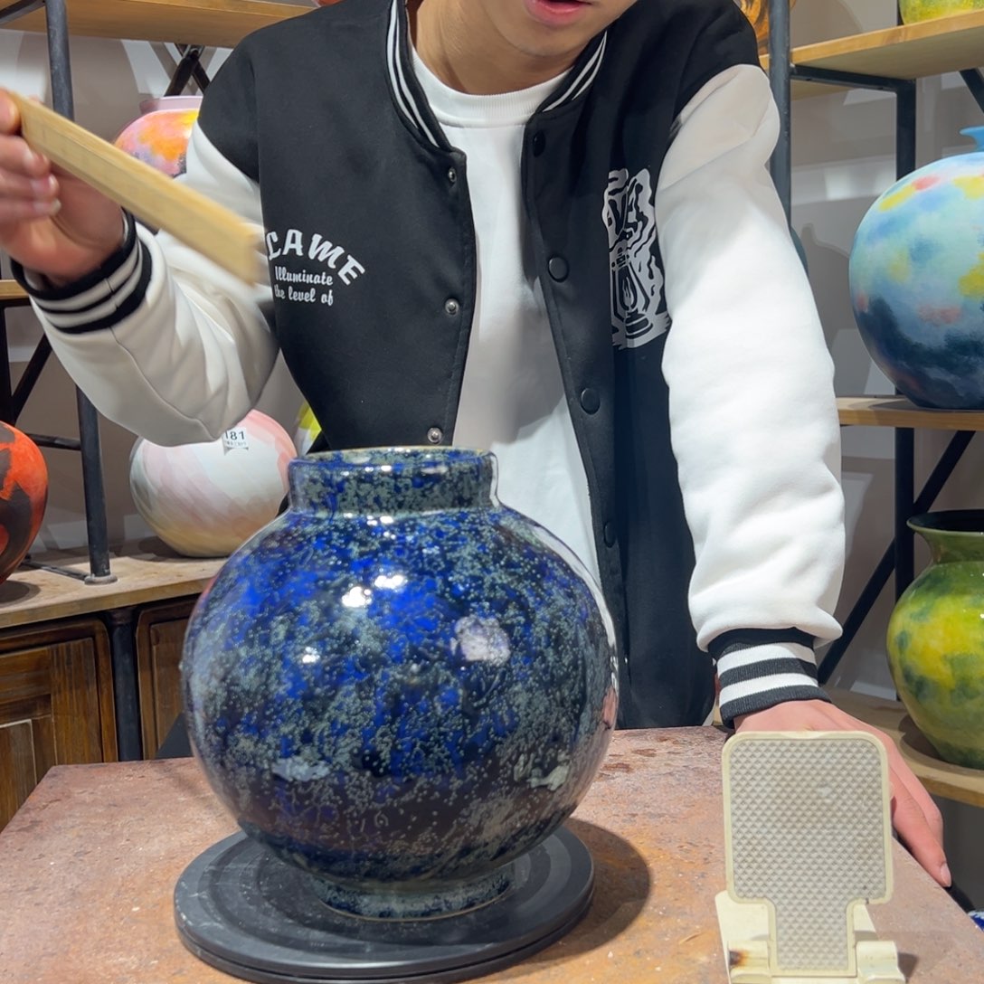 摆件陶瓷花瓶高22口8