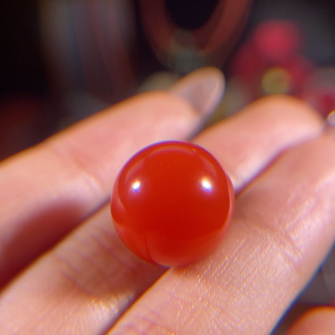 南红玛瑙滴水洞 圆珠14.5mm未镶嵌