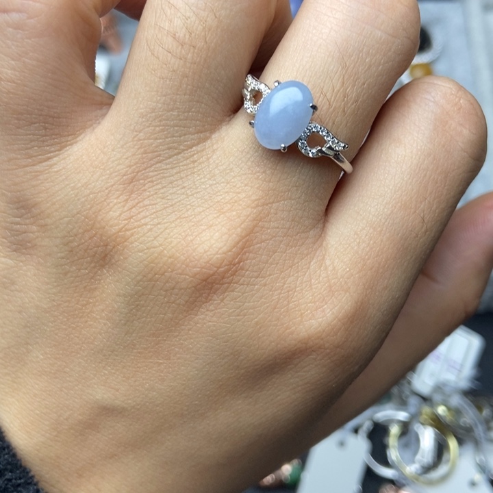 翡翠戒指银S925镶嵌戒指