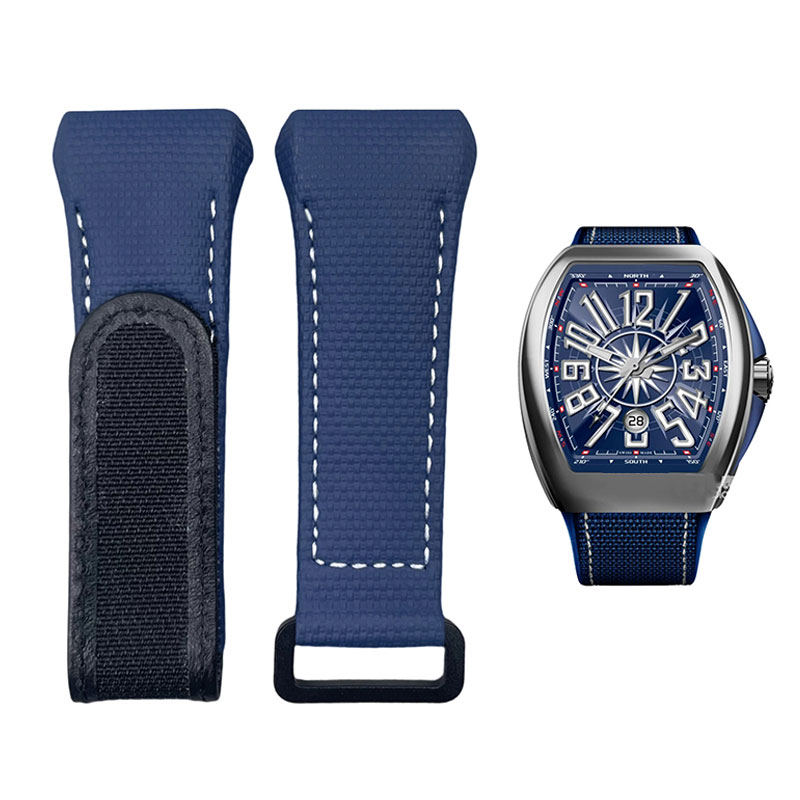 适用法兰克穆勒V45表带氟橡胶表带法穆兰V45/V32/V41表带魔术贴款