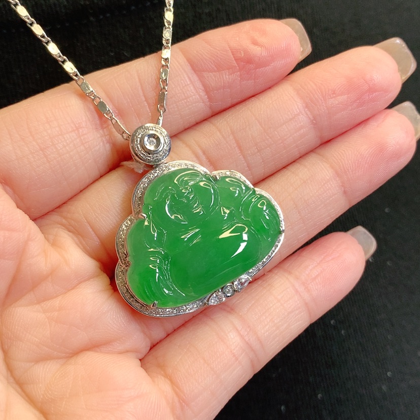 【闪购商品】翡翠18K金镶嵌吊坠(赠链)佛公