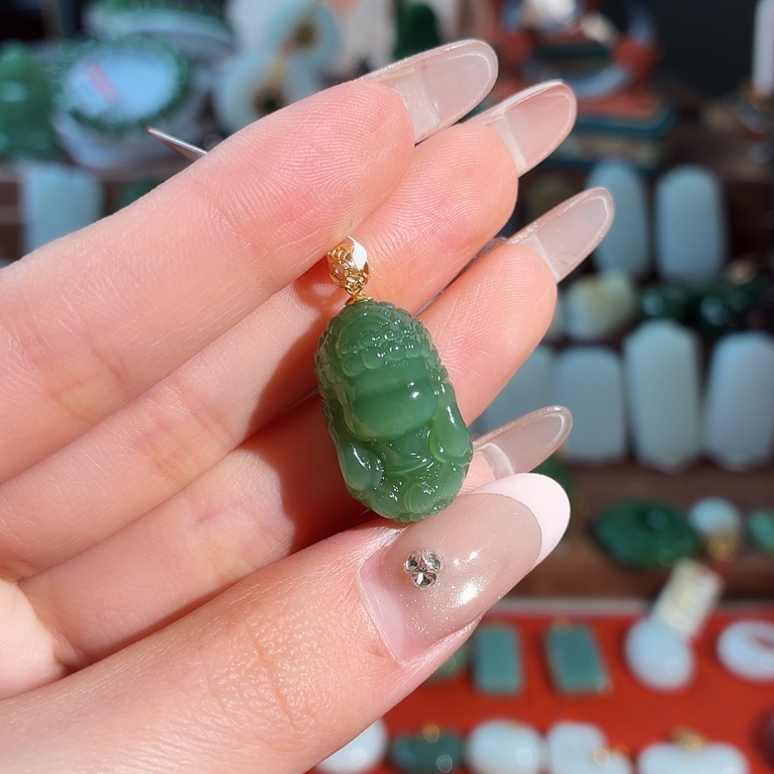 和田玉18K金镶嵌颈饰T