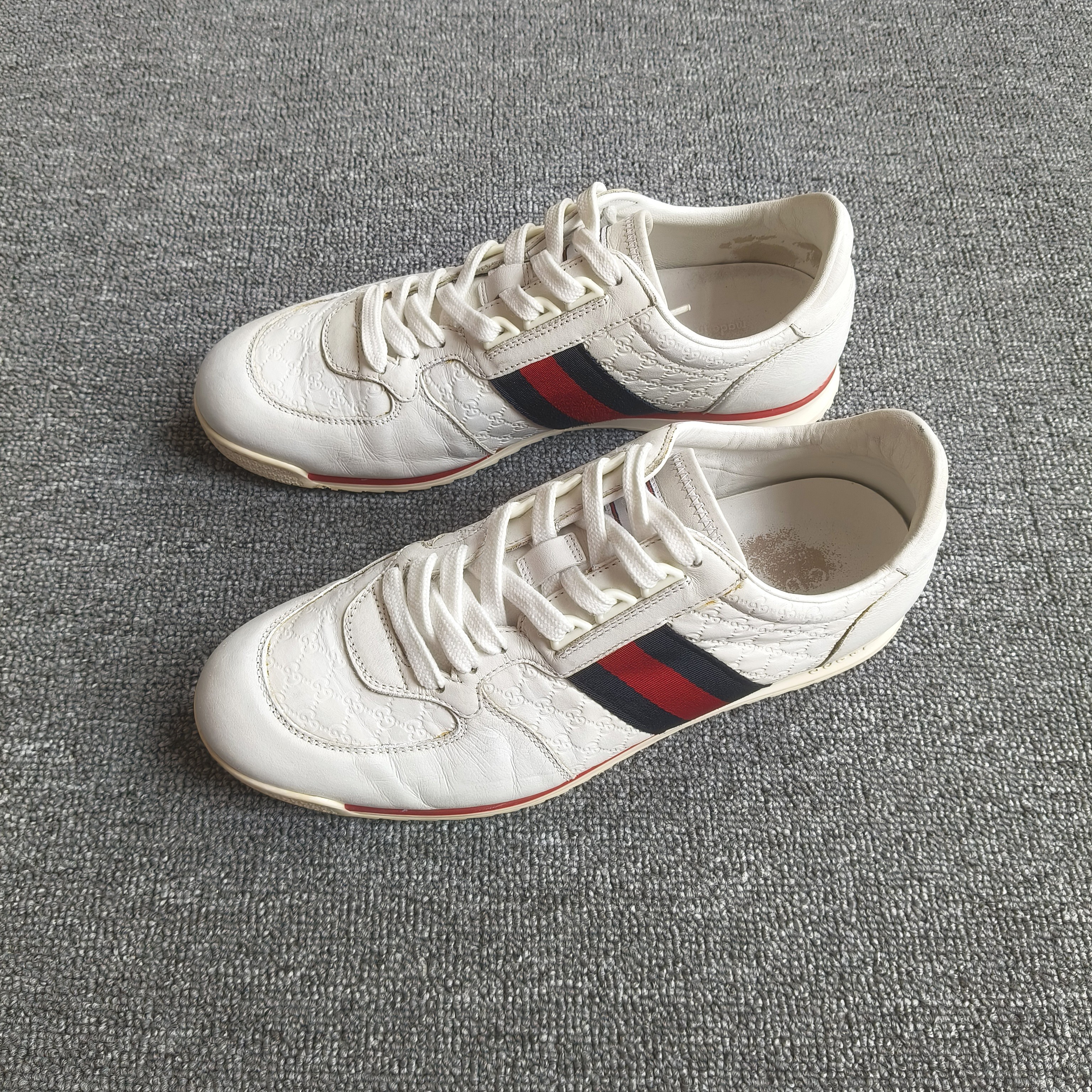 95新 GUCCI/古驰 41.5码/经典双G老花满印大logo 低帮休闲板鞋
