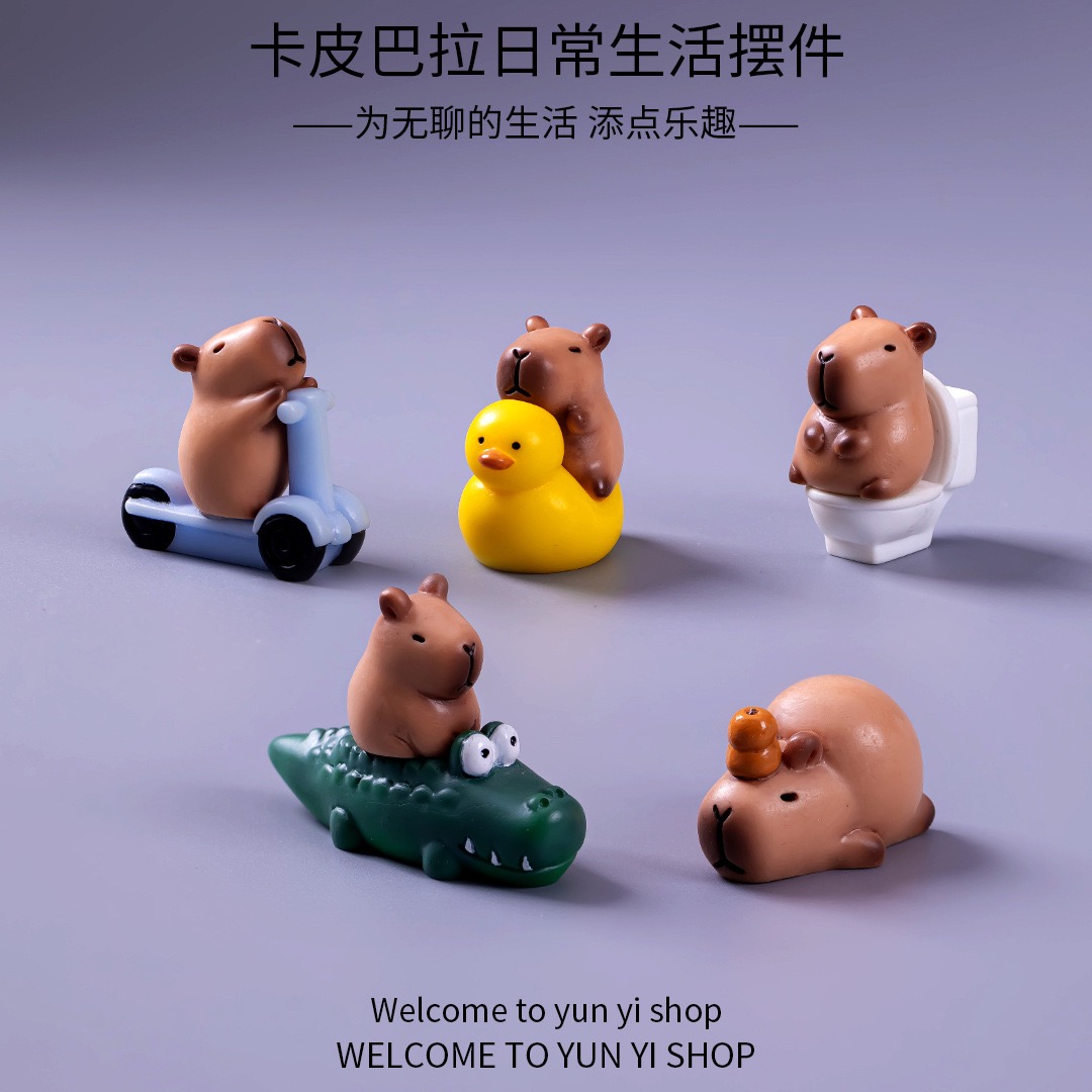 【九宫格+许愿】微景观可爱水豚卡皮巴拉桌面小摆件