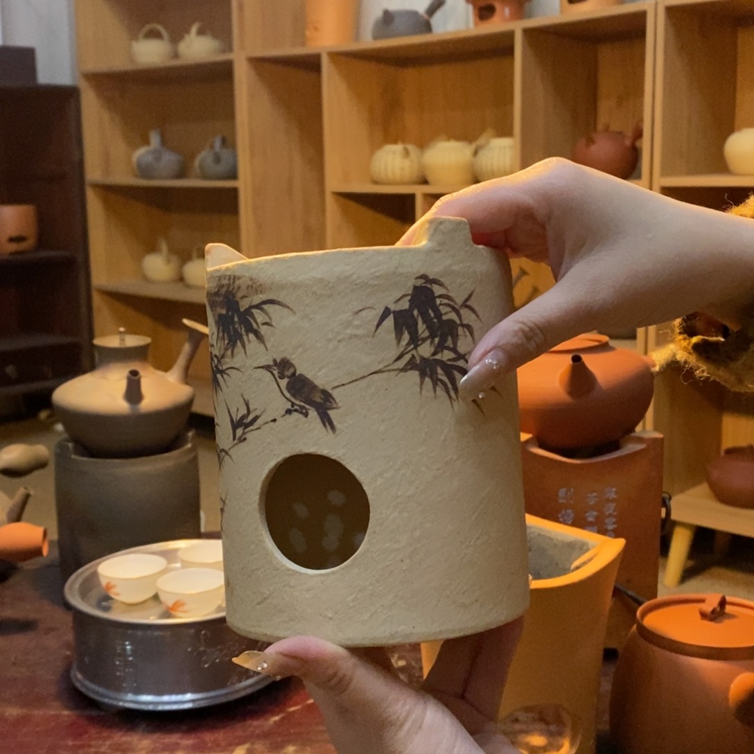陶竹鸟白泥炭炉111
