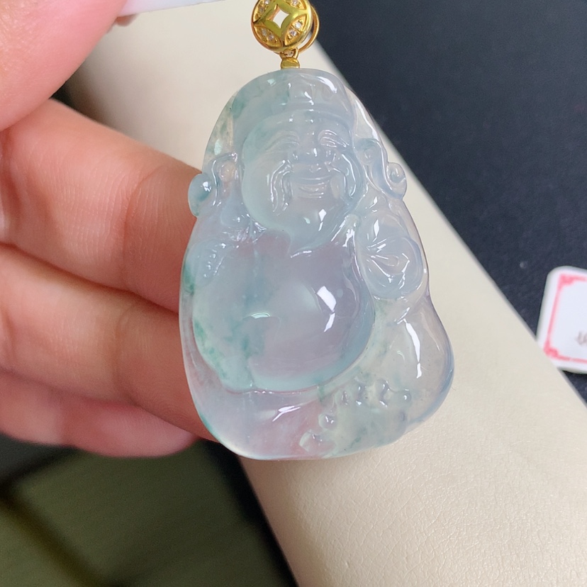 【闪购商品】翡翠颈饰18K金镶嵌财神