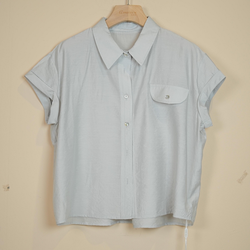 PARKVIEW/百芙川衬衫衬衣白色舒适休闲夏季宽松纯色翻领HF1168