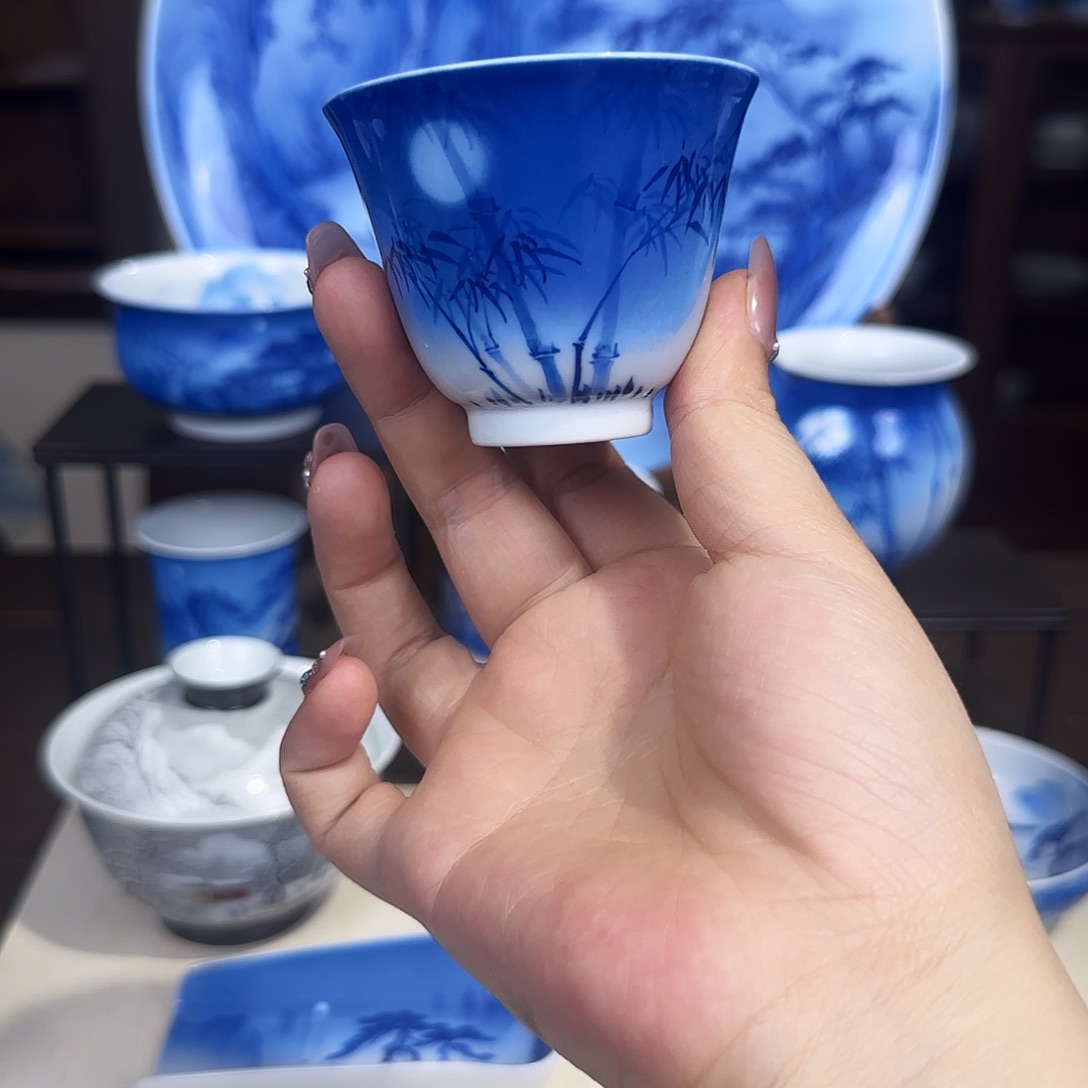 聪***c青花夜景竹子杯杯