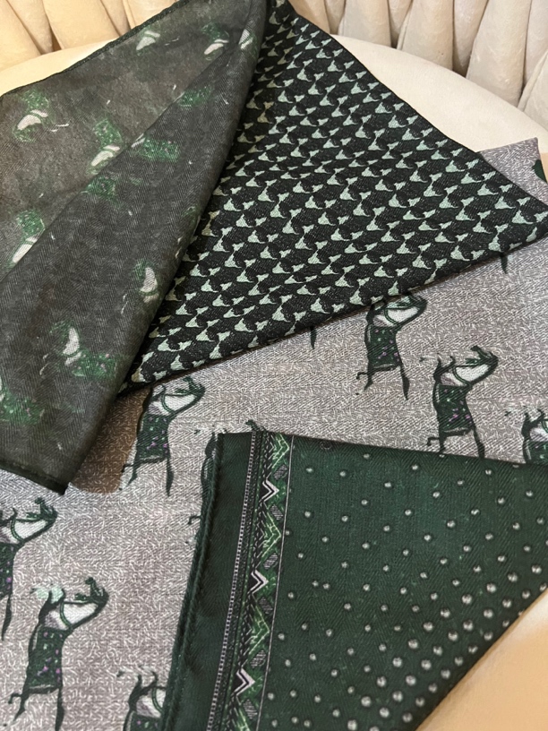 【暗绿四重奏】双面摩登时髦方巾66小方巾围巾（不参加活动）