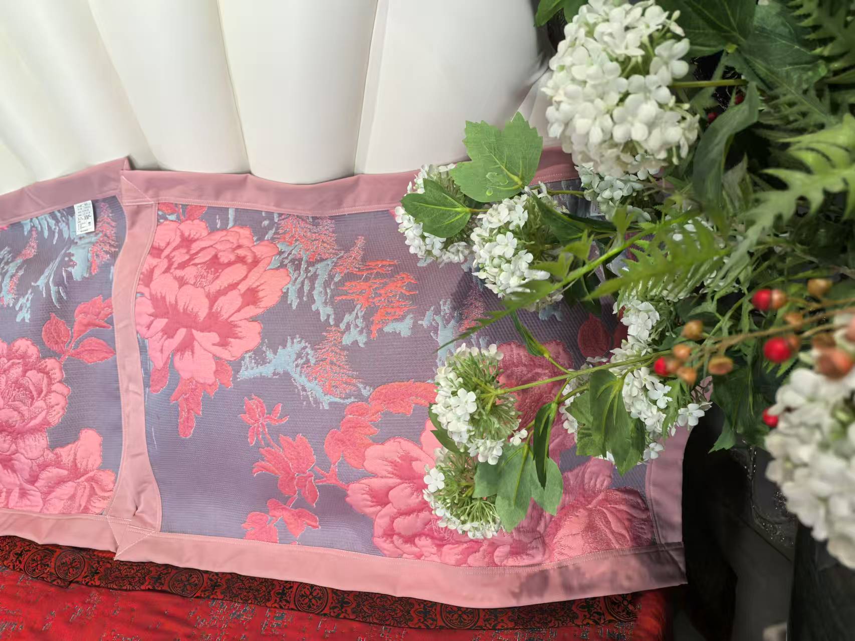 山水牡丹52*78纯棉纱布舒适柔软枕巾