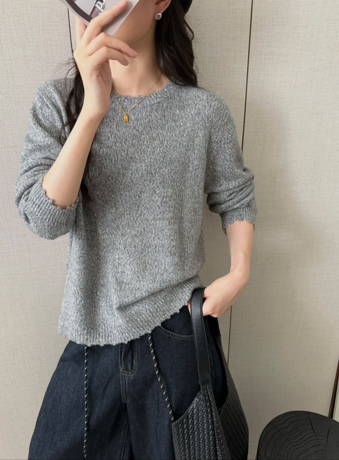 【大鱼海棠】花纱圆领羊毛衫165-6217