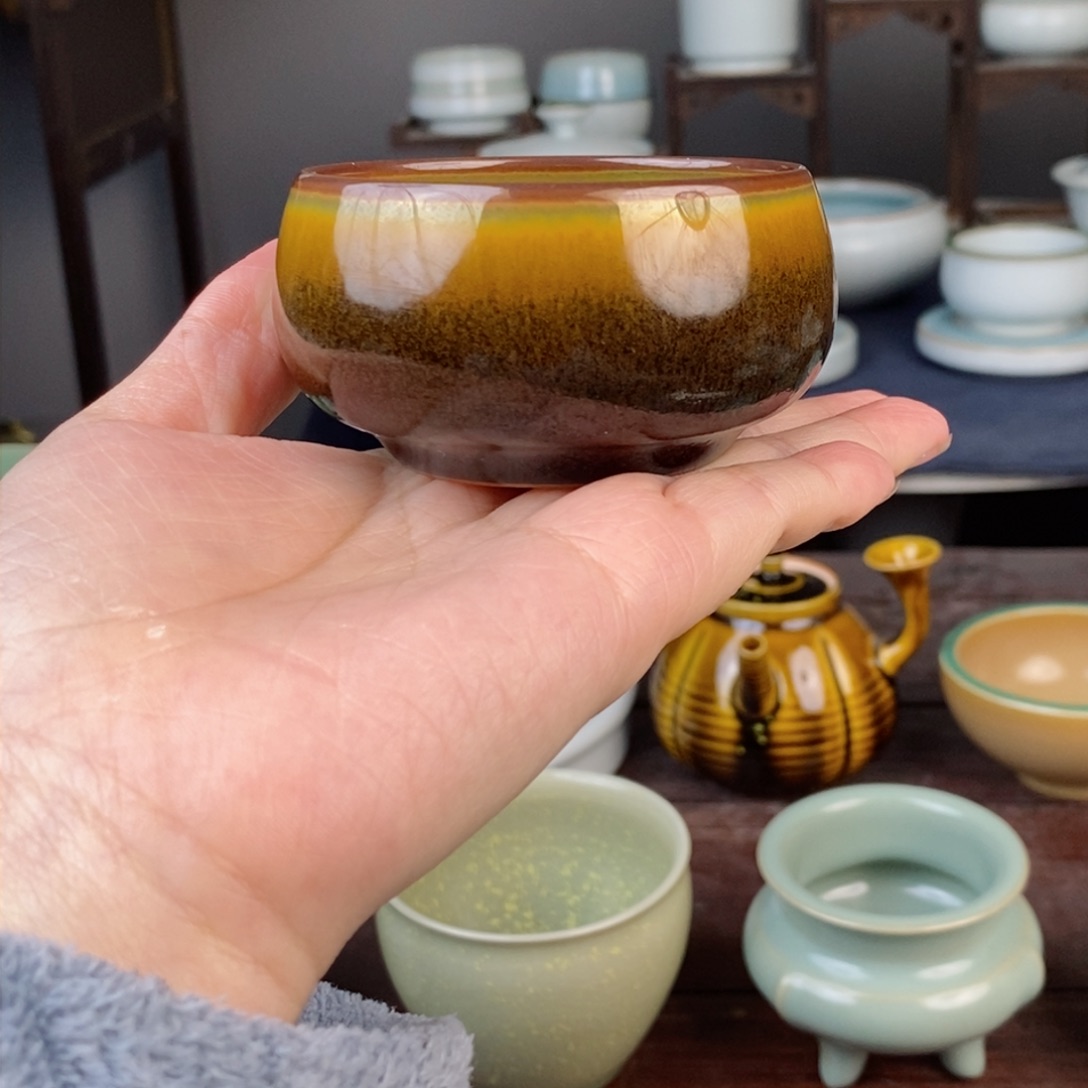 朱砂胎禅定杯 结晶釉不开片 