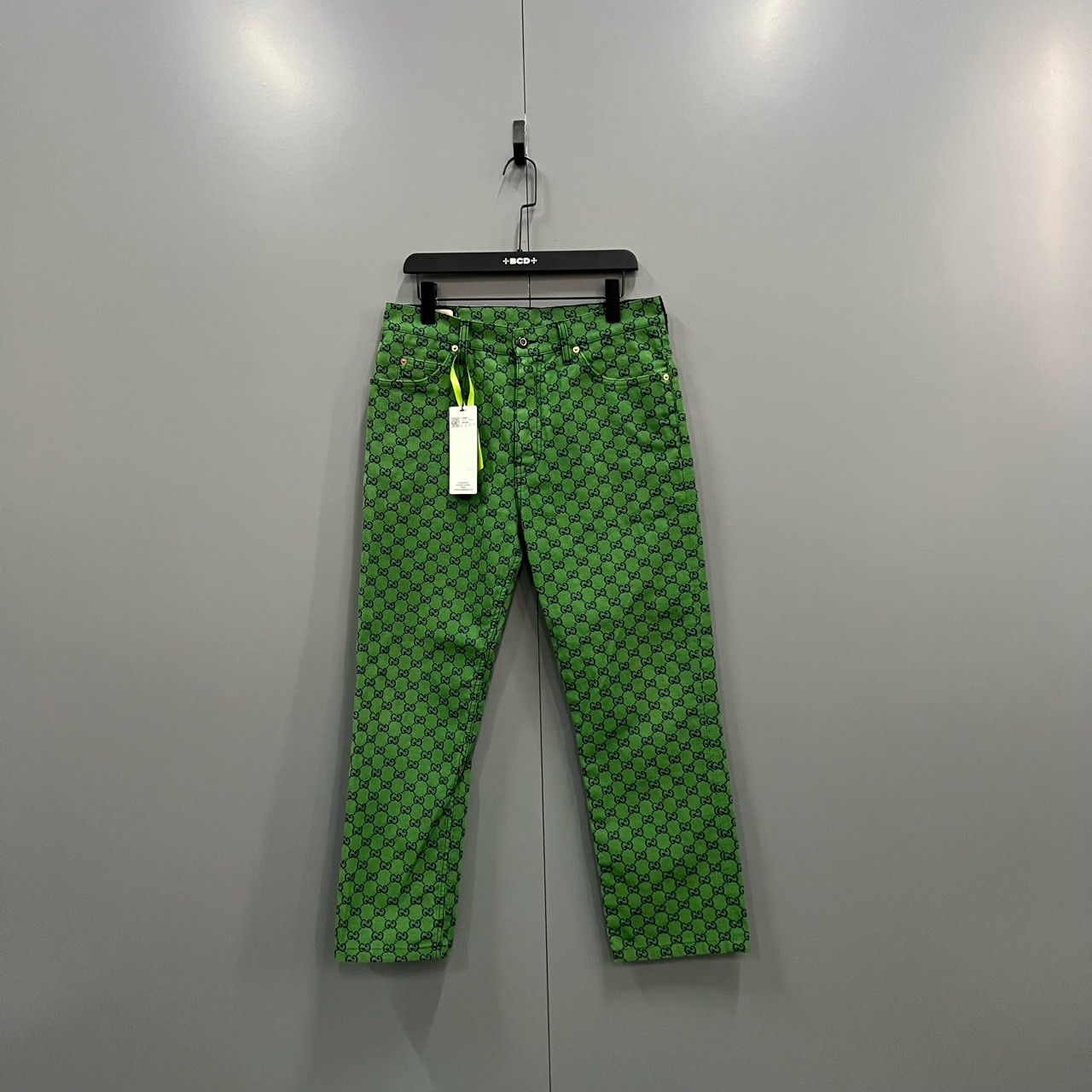 99新 GUCCI/古驰 (ll)绿色满印GG长裤 34码 jc602751