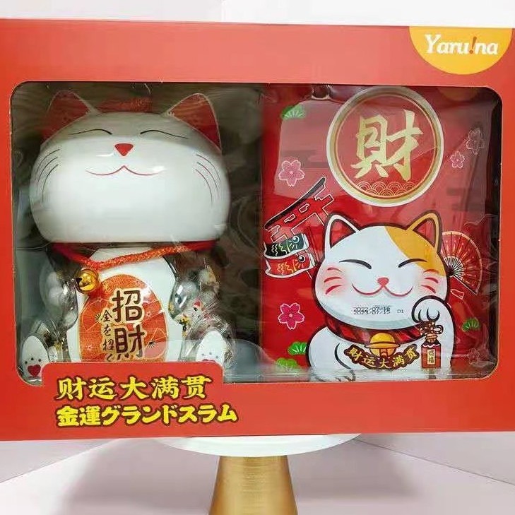 招财猫手提礼盒（饼干+巧克力球）