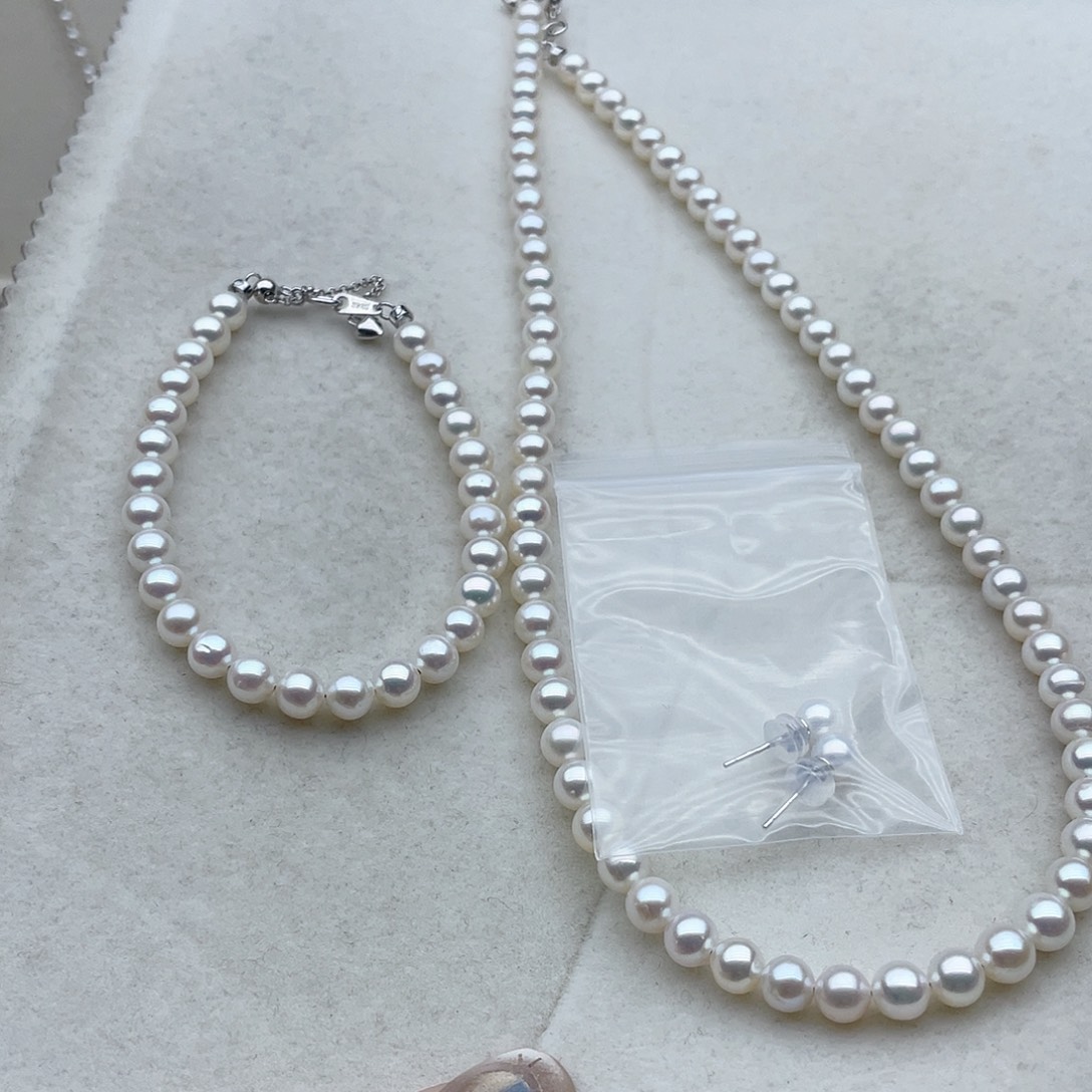 银S925镶嵌淡水珍珠套装86