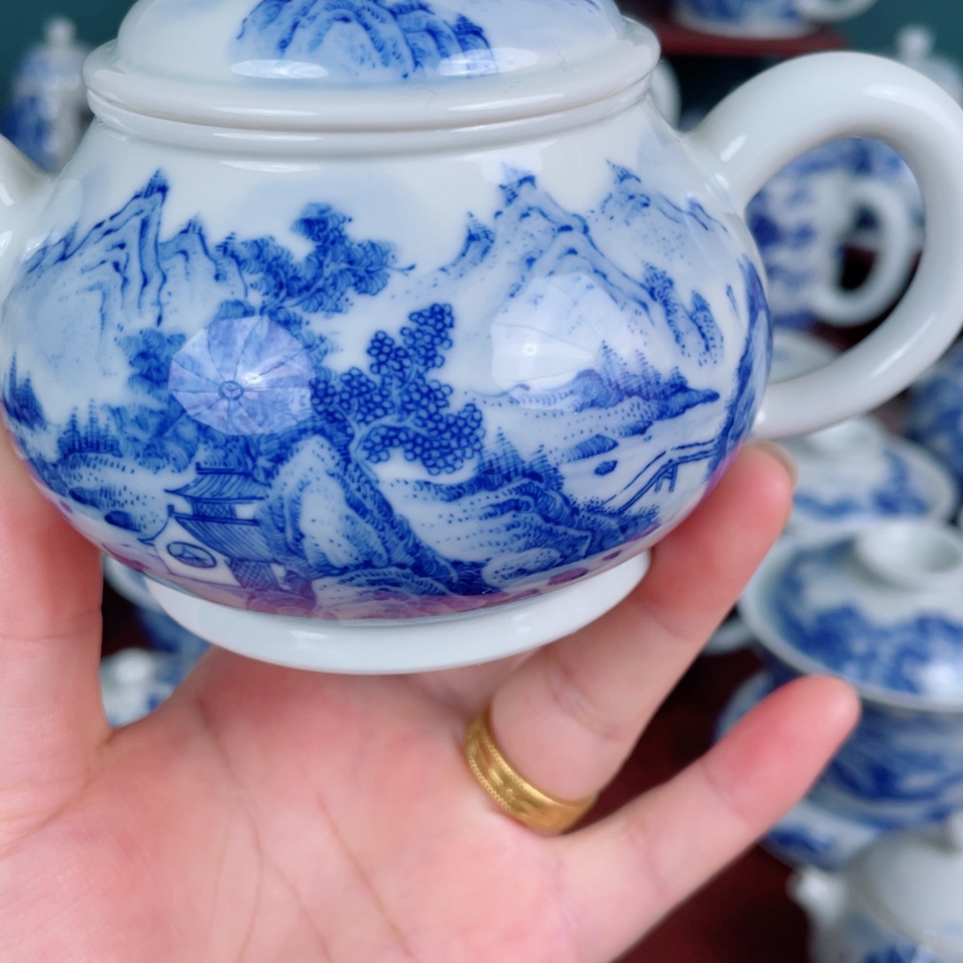 手工手绘青花，青花