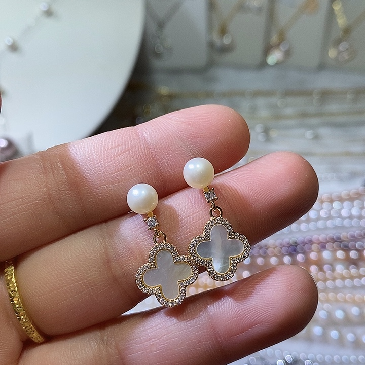 淡水珍珠耳饰银S925镶嵌