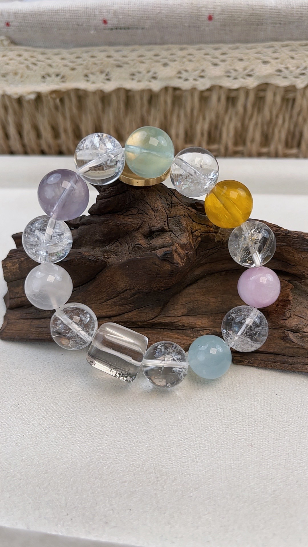 天然水晶马卡龙色多宝水晶手链女款百搭