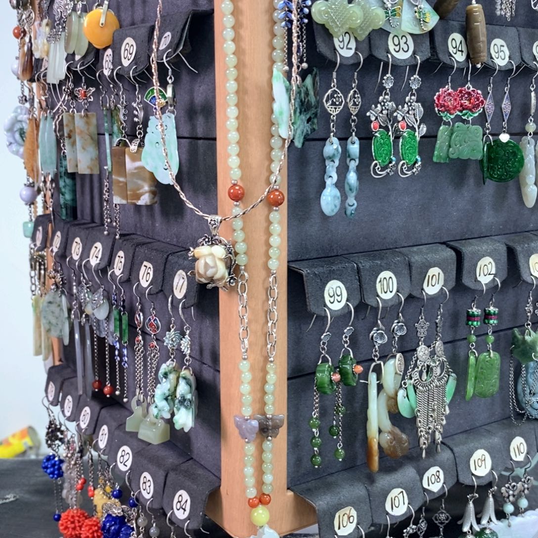 子***嫣翡翠银S925镶嵌耳饰