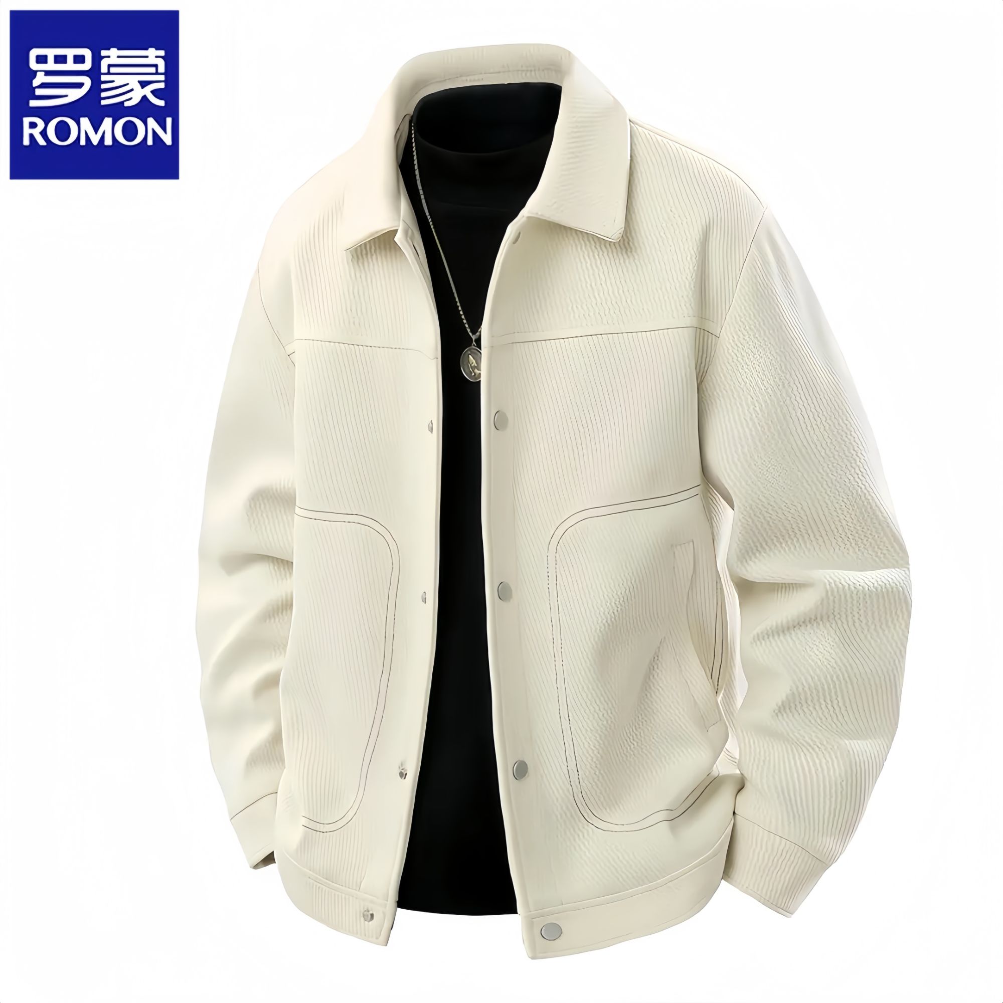 Romon/罗蒙春秋新款商务高端男士夹克韩版翻领痞帅时尚休闲外套潮