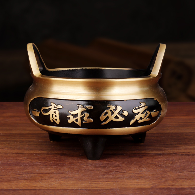 铜香炉家用香薰炉全铜宣德炉摆件室内上香用品办公室客厅装饰品