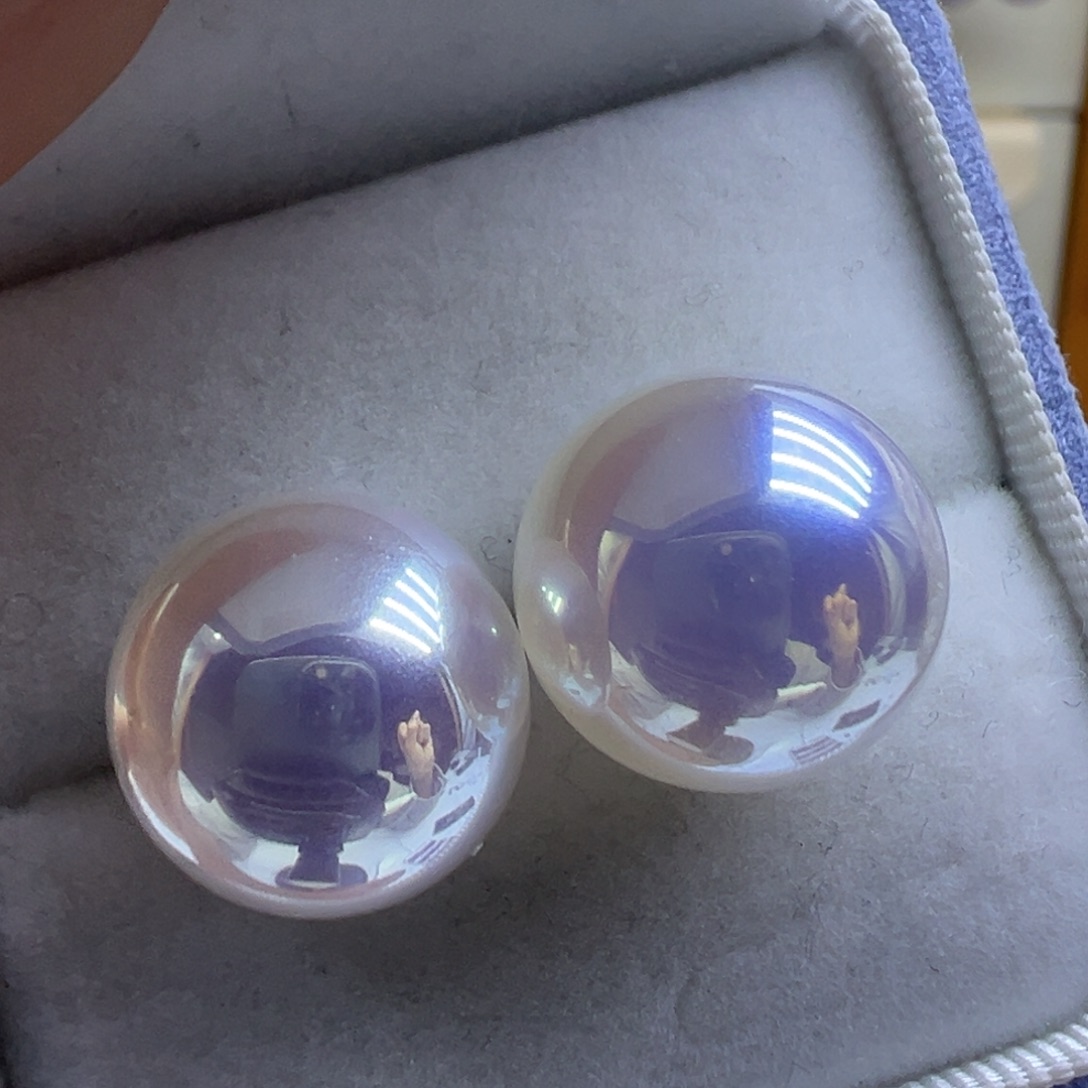 淡水珍珠银S925镶嵌耳饰