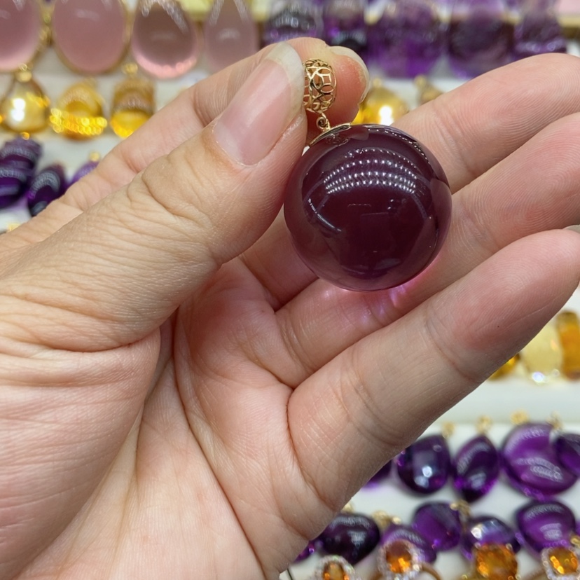 【闪购商品】水晶水晶吊坠18K金镶嵌