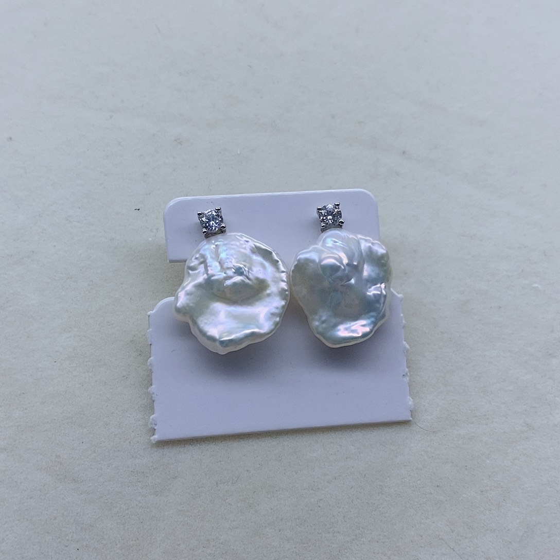 淡水珍珠耳饰银S925镶嵌