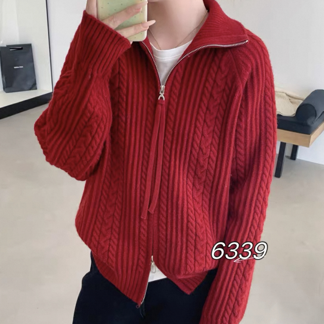 【小白姐姐】冬款厚实麻花拉链外套