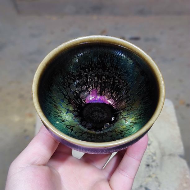 建窑--建盏 七彩曜变 茶盏主人杯 电烧