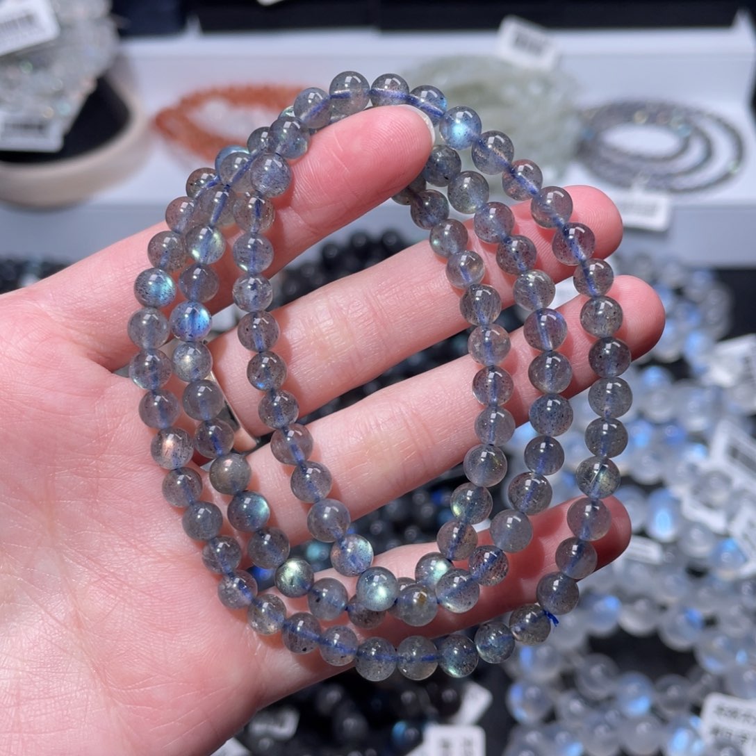 未镶嵌手链长石捡漏多圈彩光灰月光5m+