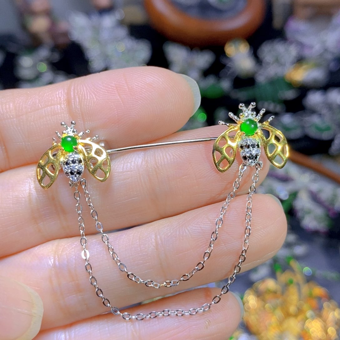 翡翠颈饰银S925镶嵌天然翡翠