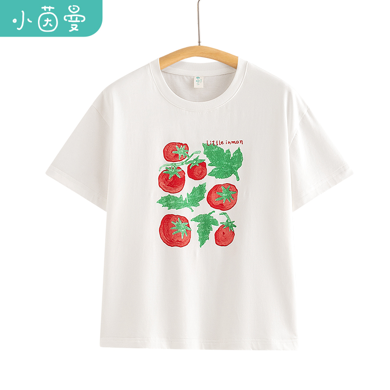 小茵曼女童番茄短袖T恤2025夏宽松休闲洋气时尚儿童上衣JRX252091
