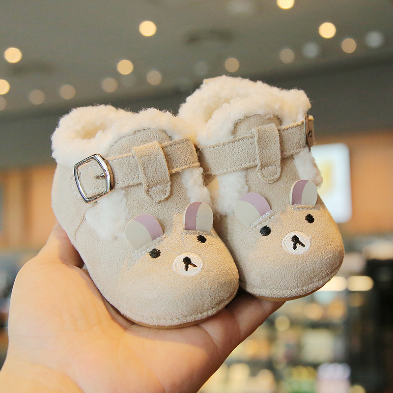 冬季加绒婴儿鞋0-2岁男女宝宝加厚保暖防滑学步棉鞋