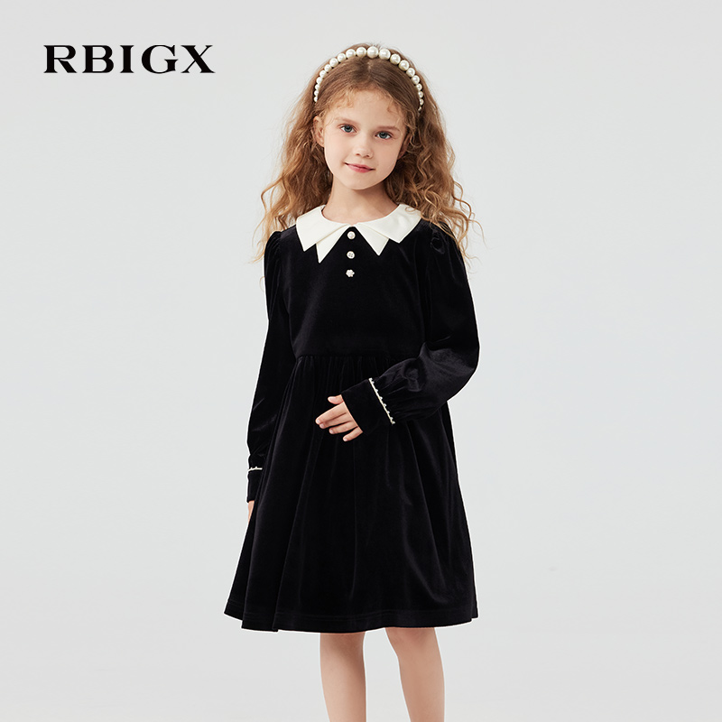 RBIGX瑞比克童装2025秋冬公主裙女童丝绒连衣裙小香风法式礼服裙