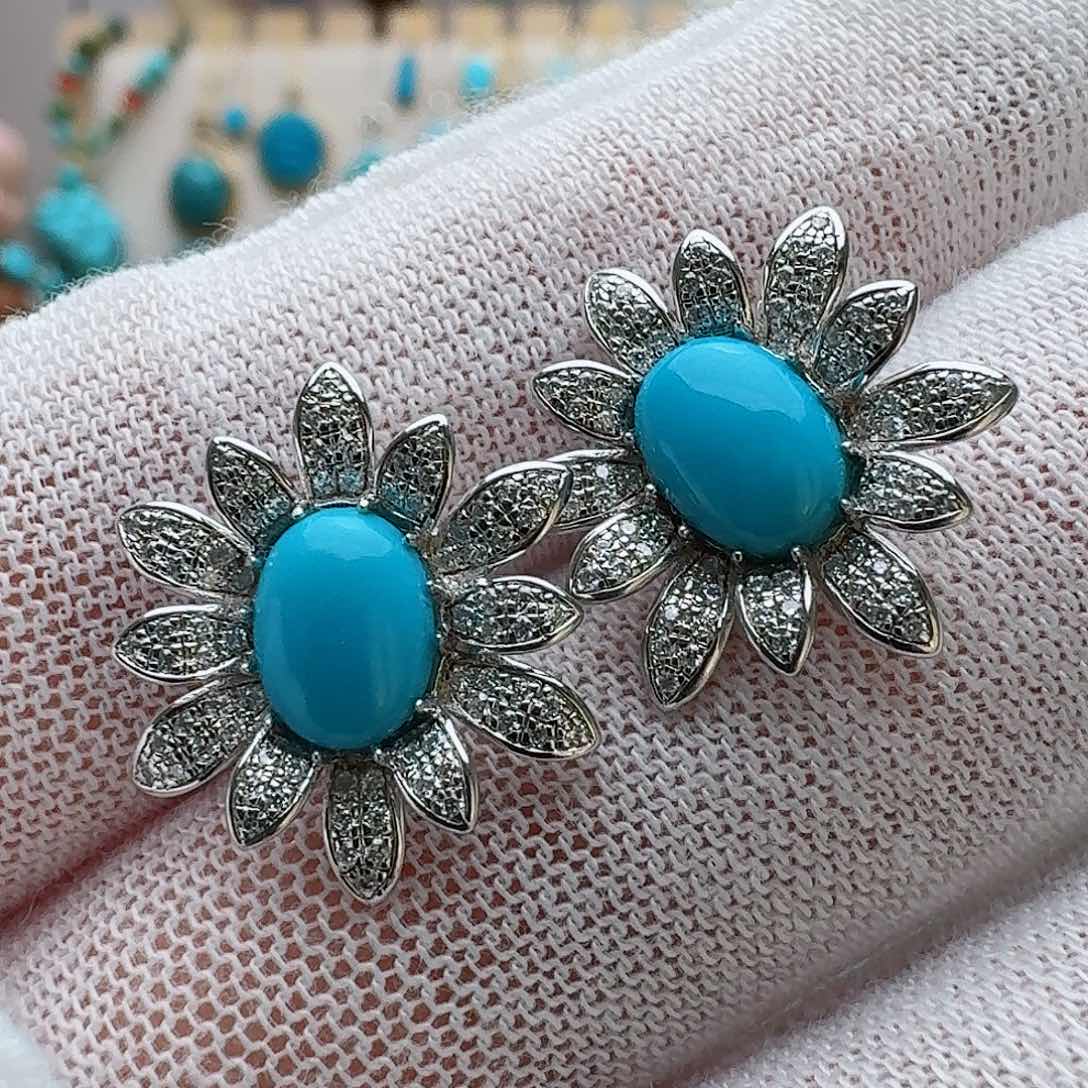 绿松石珠宝奇石银S925镶嵌