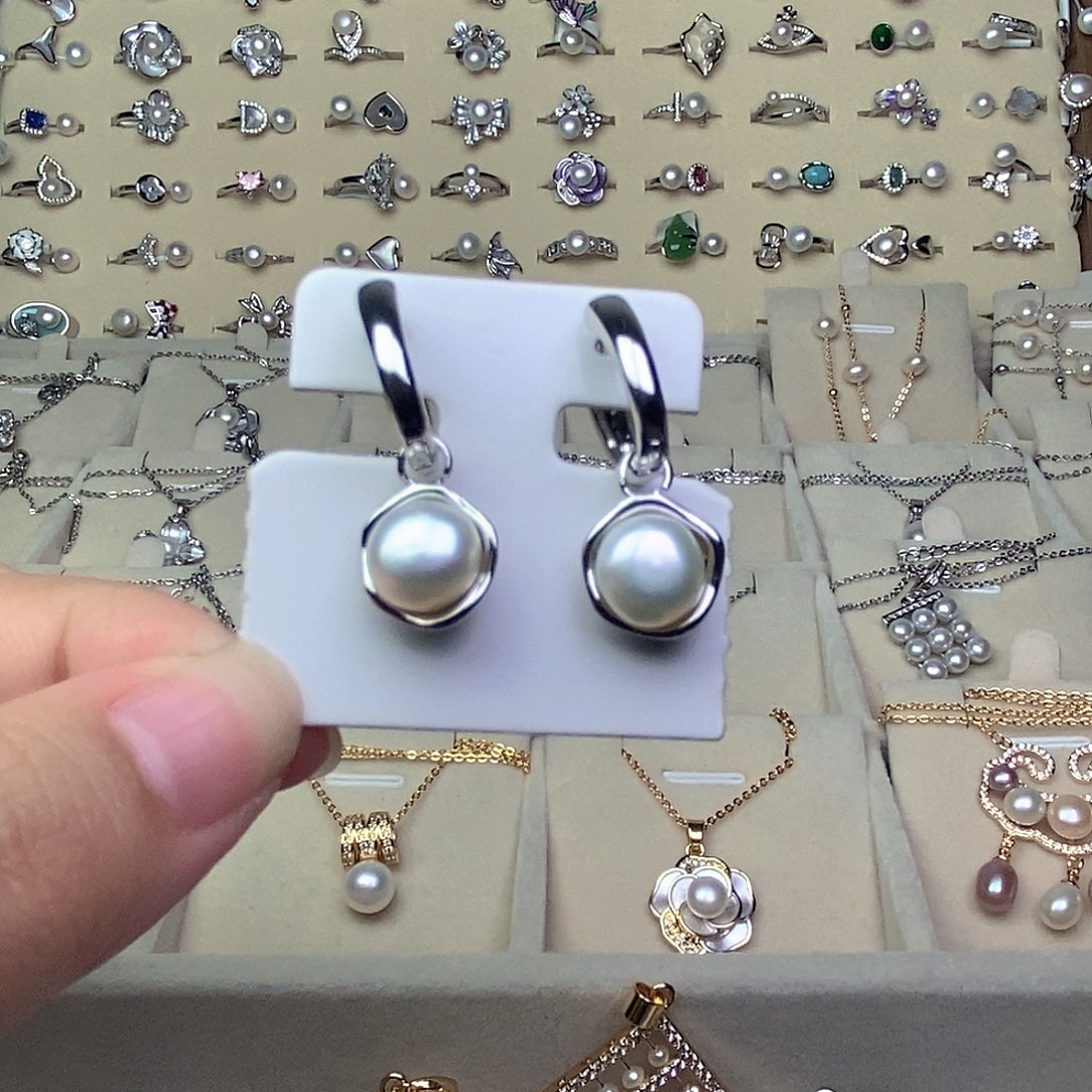 淡水珍珠耳饰银S925镶嵌