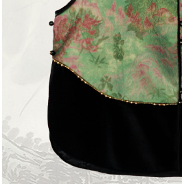 新款复古风拼接丝绒盘扣马甲外套54719