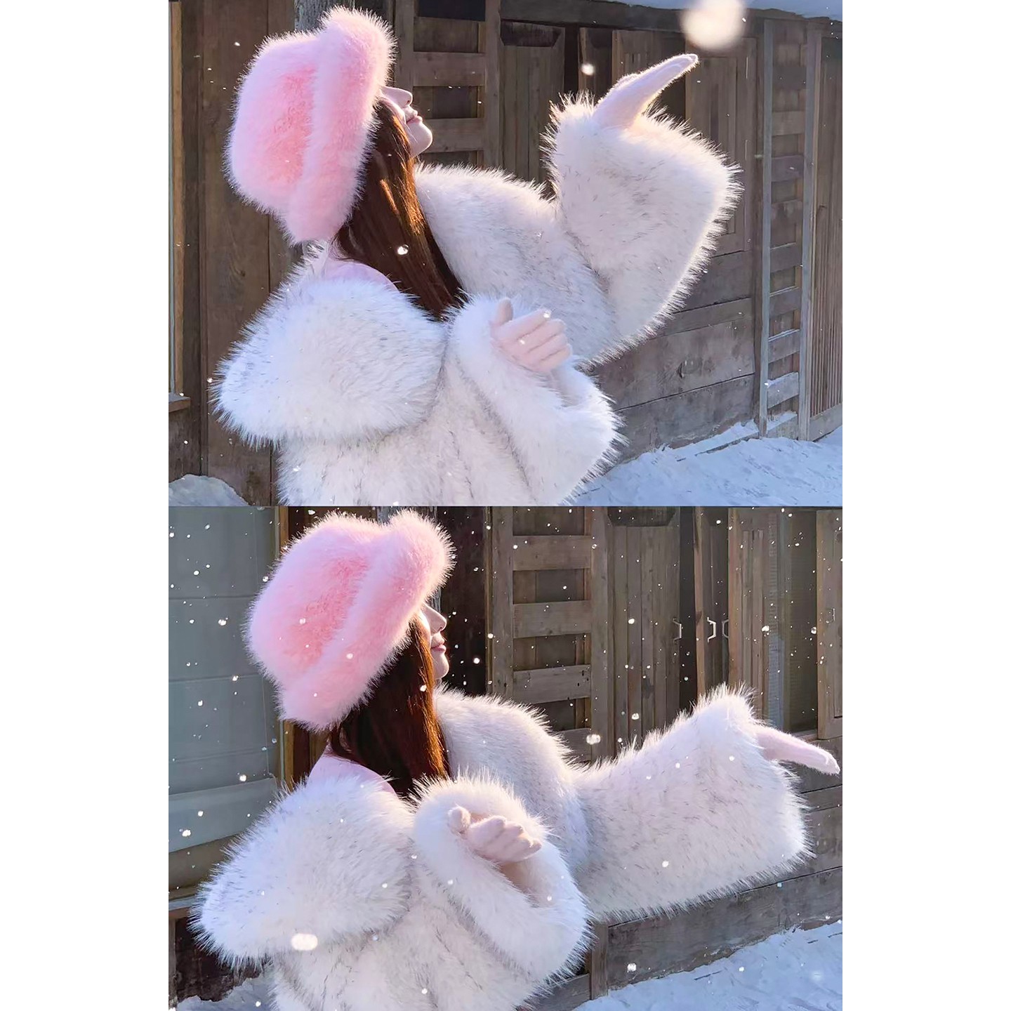 人造皮草 富家千金毛毛外套女冬季韩系短款保暖环保仿貉子毛皮草