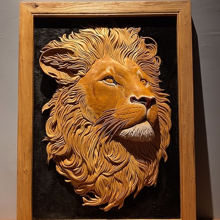 香榧木狮子挂屏挂件