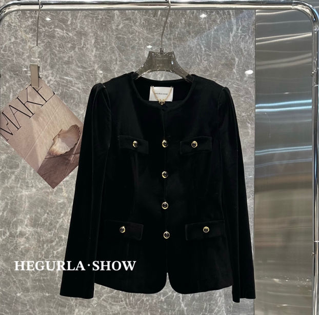 X.R 欧货欧洲站2025春季新款高级感显瘦时尚丝绒短外套女