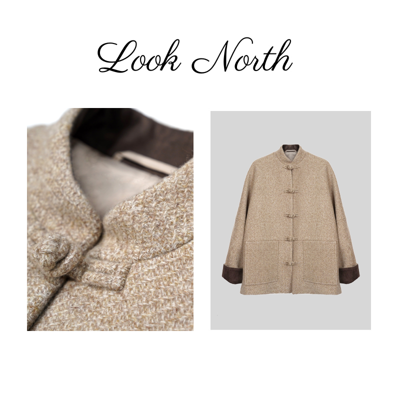 Look North【暖羽织间】复古新中式盘扣双面短款羊毛呢大衣1128