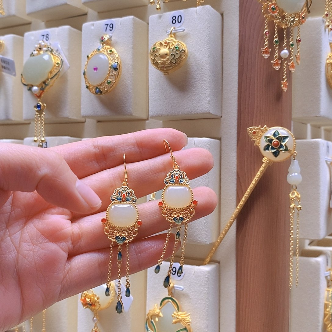 和田玉颈饰银S925镶嵌