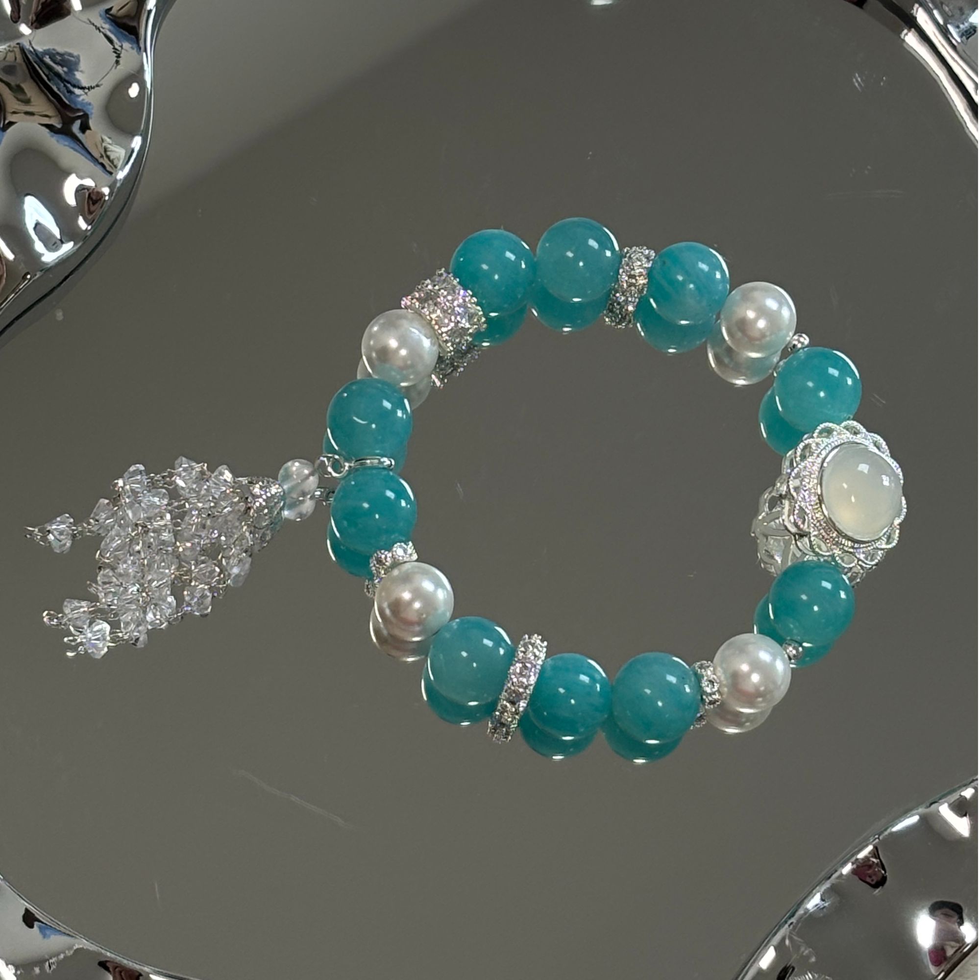 【绿色精灵】Y214白水魔盒＋天河石＋珍珠