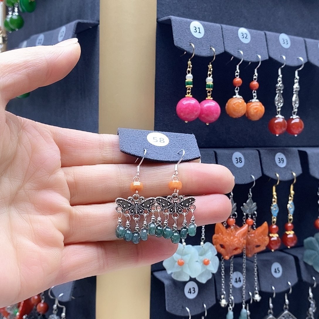 翡翠未镶嵌耳饰耳饰