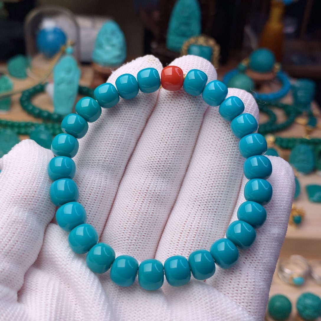 绿松石珠宝奇石未镶嵌云盖蓝精品单圈