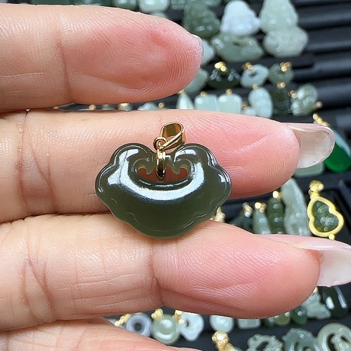 和田玉吊坠(不含链)银S925镶嵌